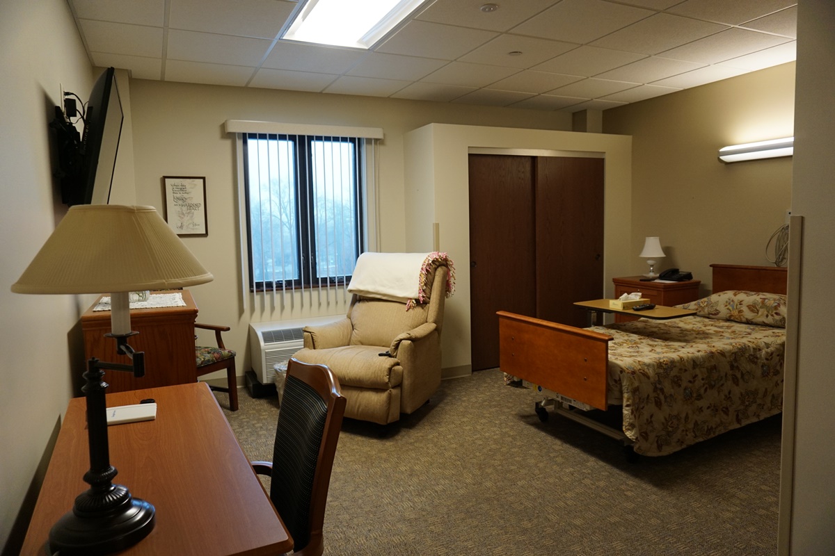 Spacious private rooms with bath Rosary Care Center